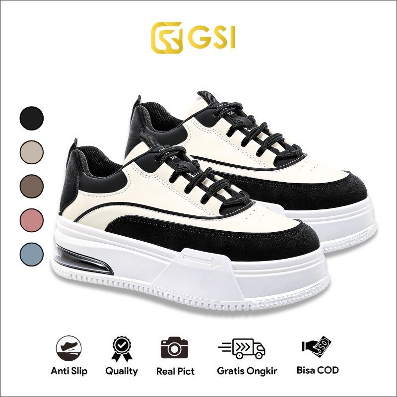 GSI Zeno 1325 Sepatu Sneakers Kasual Bertali Kulit Sintetis Casual Free Kotak