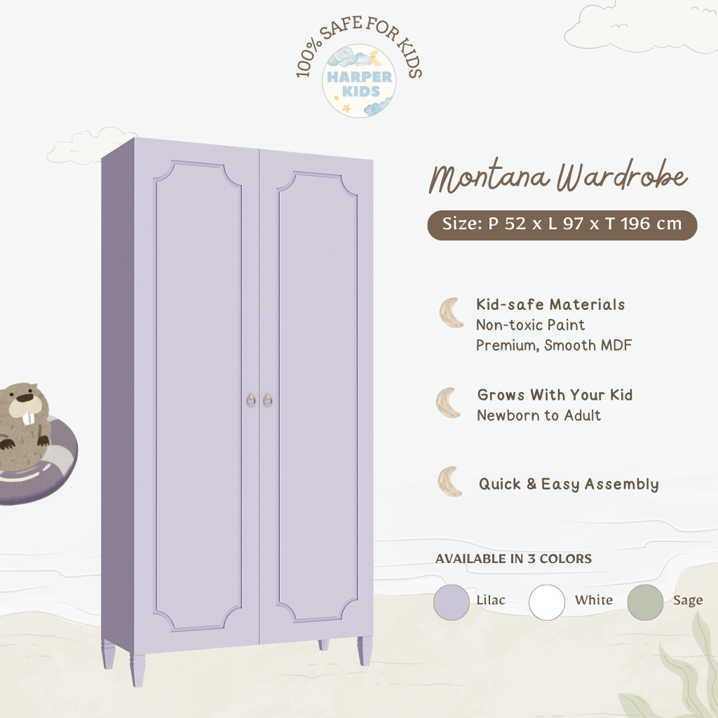 Harper Kids Montana Wardrobe Lemari | Dipan, Ranjang, Ranjang Bayi, Ranjang Anak, Bed Frame, Furnitu