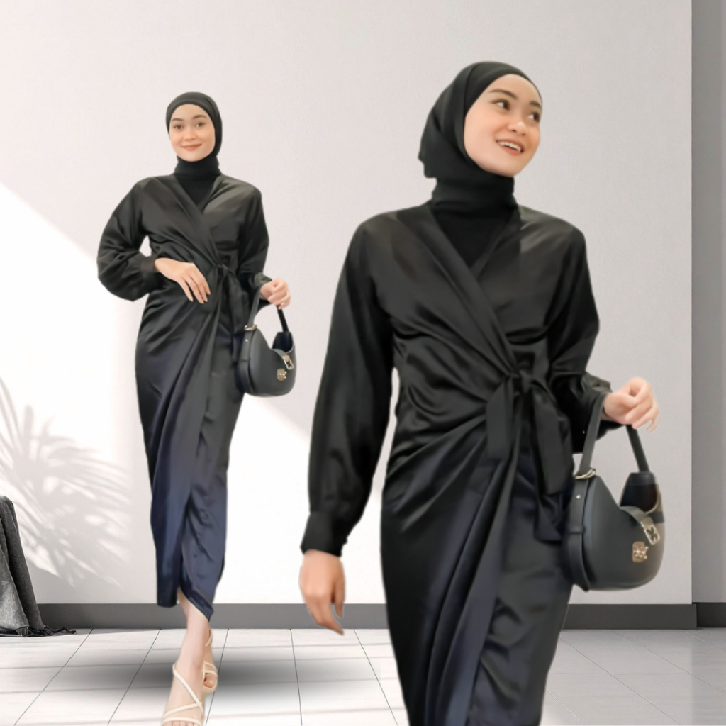 SERAGAM BRIDESMAIDS DRESS KONDANGAN ARABELL SATIN SILK | SERAGAM DRESS BRIDESMAID KERAH WUDHU FRIEND