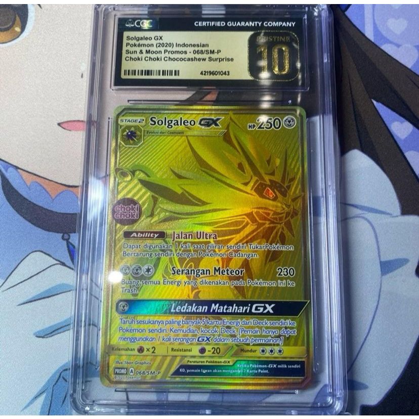 CGC 10 Pristine Solgaleo GX Gold ID SM-P Choki Choki Promo - Kartu Pokemon TCG Indonesia PSA