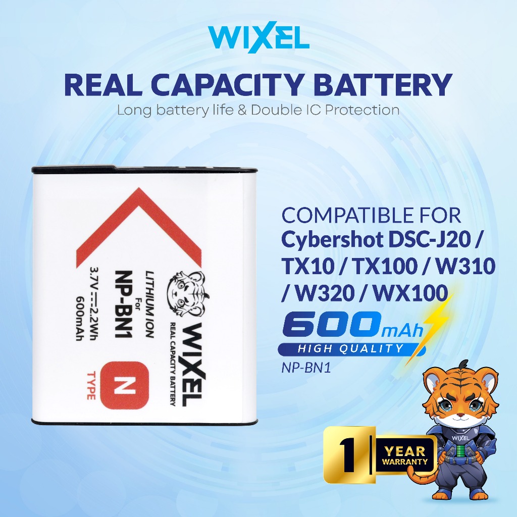 WIXEL Baterai Kamera NP-BN1 for Sony CyberShot DSC J20 T110 T99 TX10 TX100 TX20 TX200 TX5 TX55 TX66 