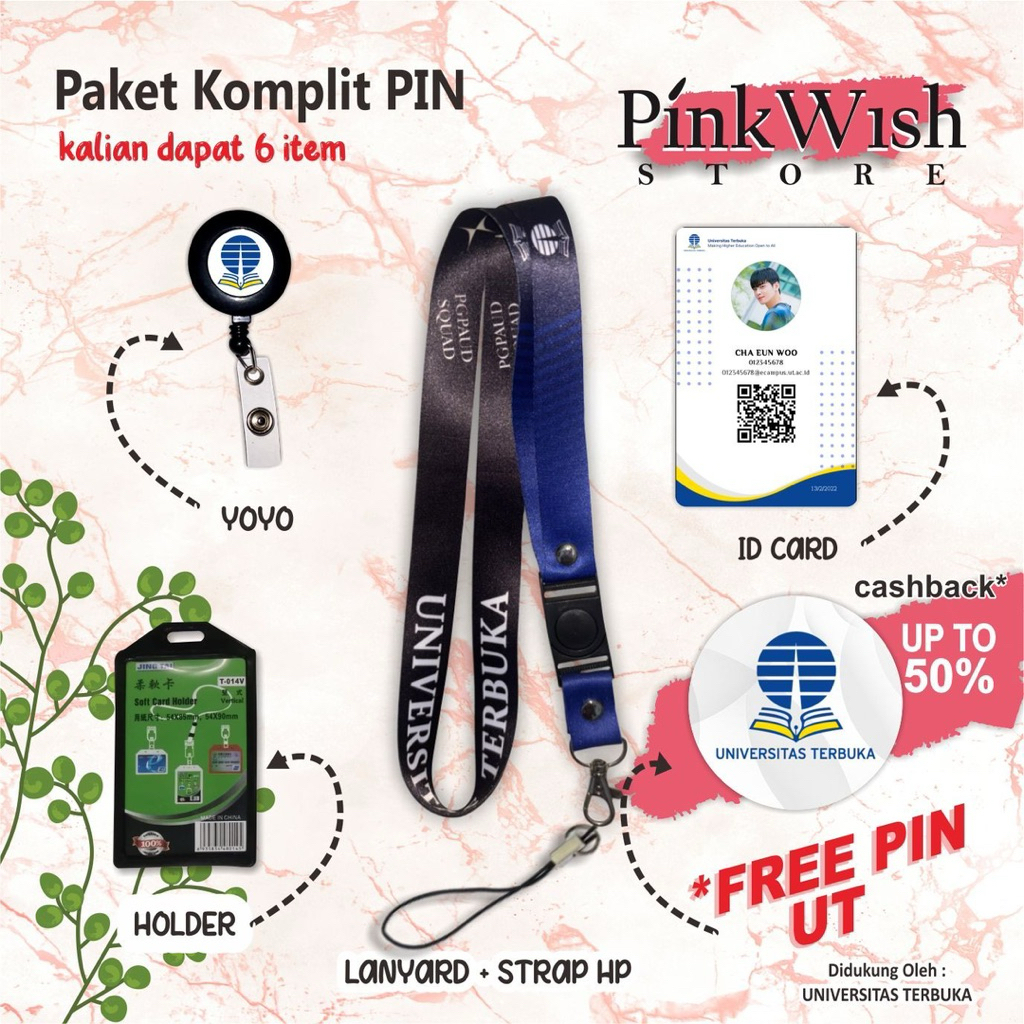 

Lanyard UT hitam navy / Tali idcard UNIV TERBUKA hitam navy [Ready stock] Termurah