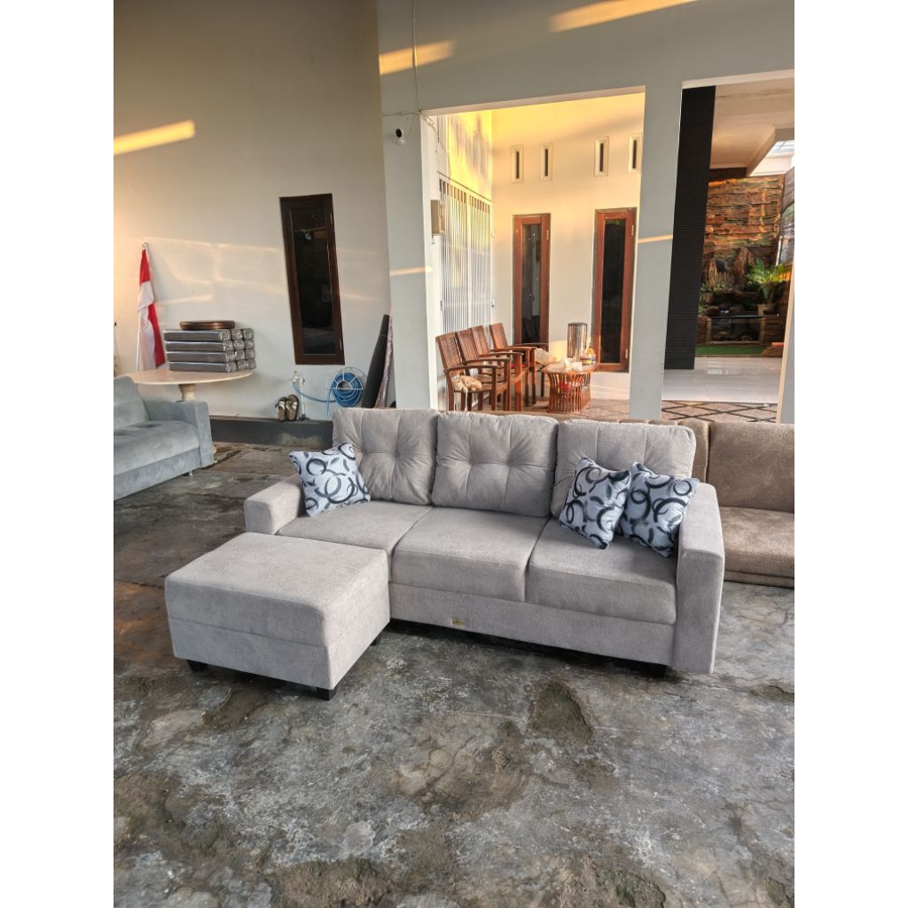 SOFA MINIMALIS L Sofa tamu bludru Sofa L putus