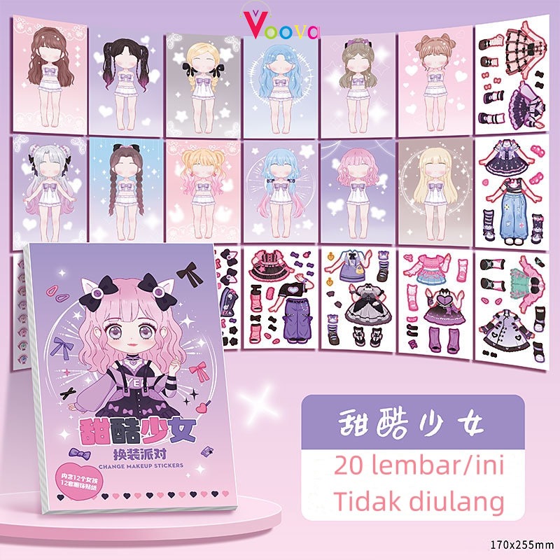 VOOVA Buku Stiker DIY Fashion Ganti Baju Sticker Dress Up Book