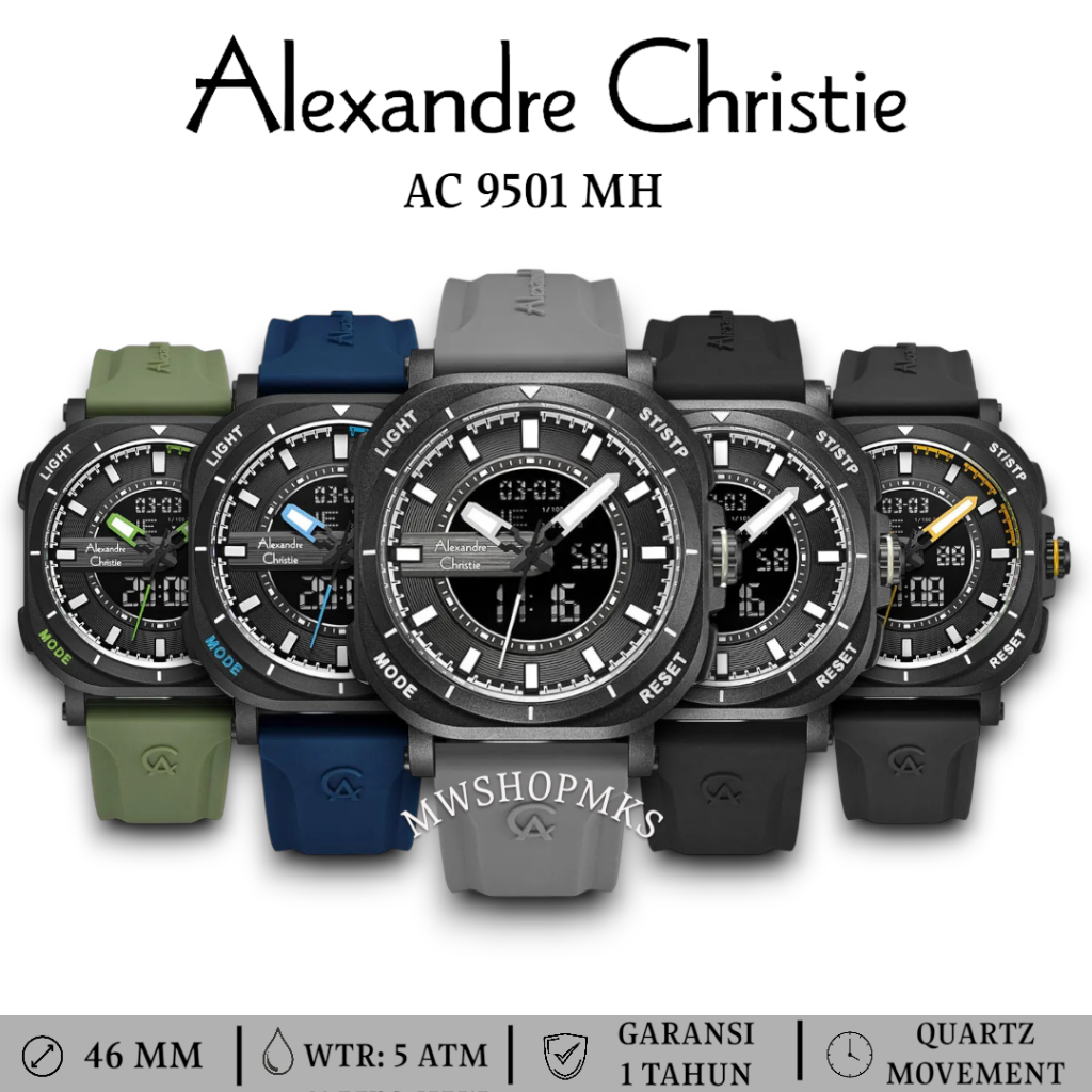 Jam Pria Digital Analog Alexandre Christie AC9501 AC 9501 ORIGINAL Alexander Christie Garansi Resmi