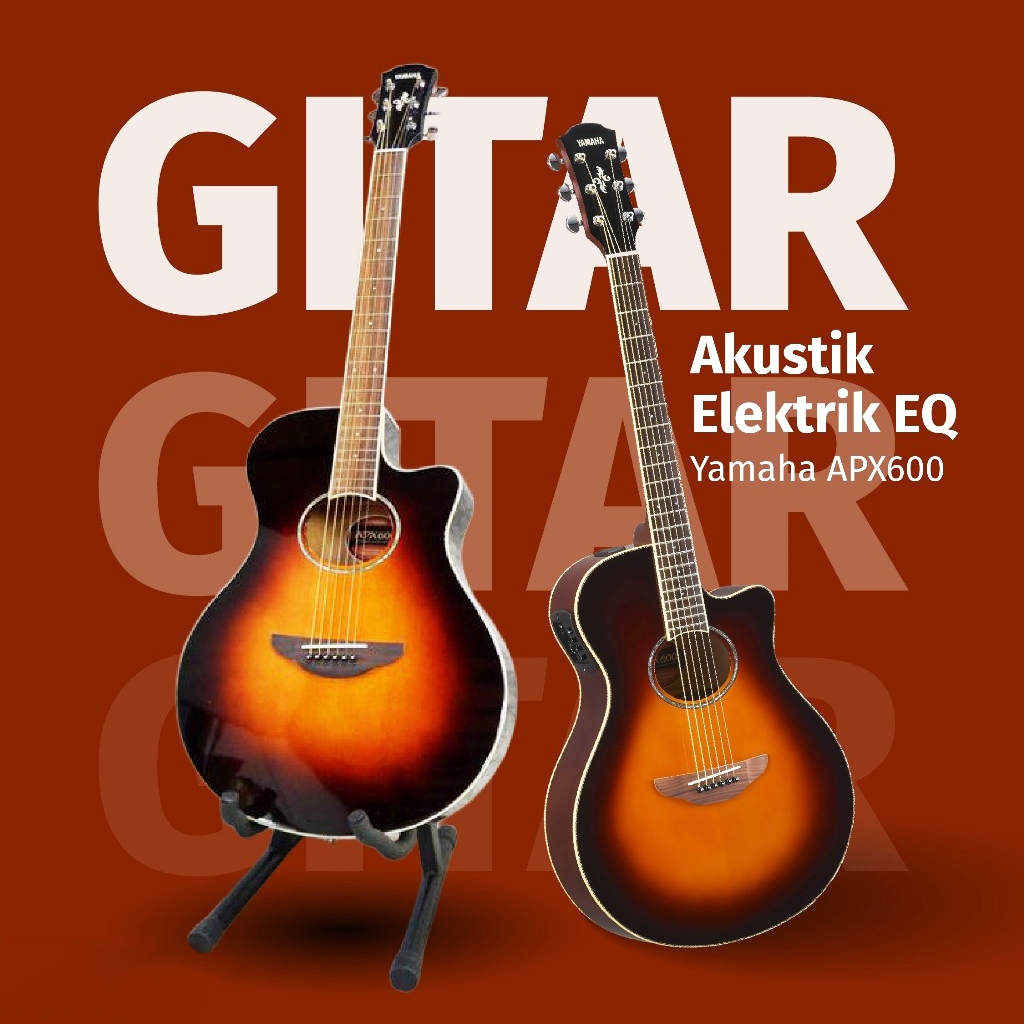 Gitar Akustik Elektrik EQ Preamp YAMAHA APX600 Sunburst Strings Guitar