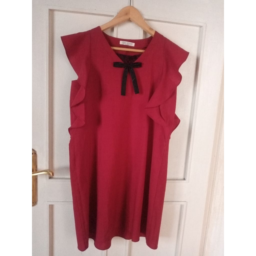 Dress merah maroon/Dress Merah maroon/dress maroon/red dress/christmas dress/dress natal/maroon dres