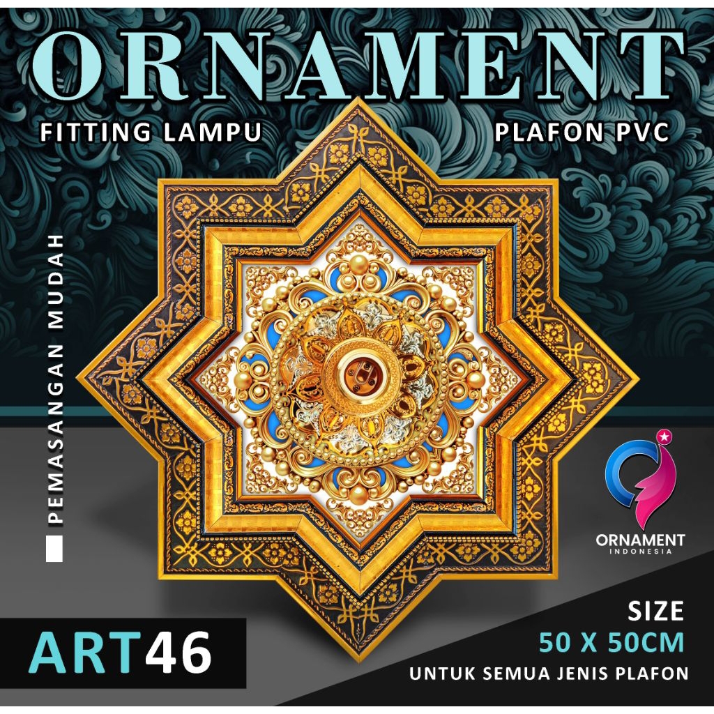 Ornamen lampu hias plafon pvc 50x50 fitting lampu aesthetic