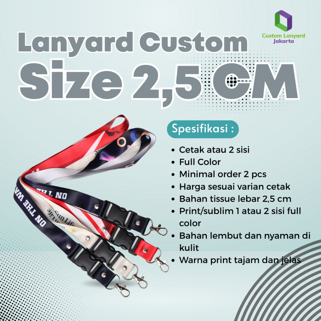 

Tali Lanyard Desain 2,5cm / Nama Tag ID Card finishing jahit