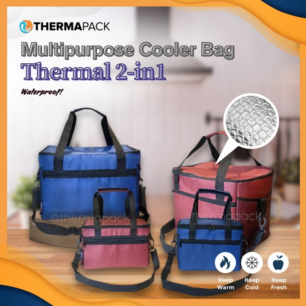 ThermaPack Premium Thermal 2 IN 1 - Multipurpose Cooler Bag cocok untuk Tas Piknik atau Tas Kurir
