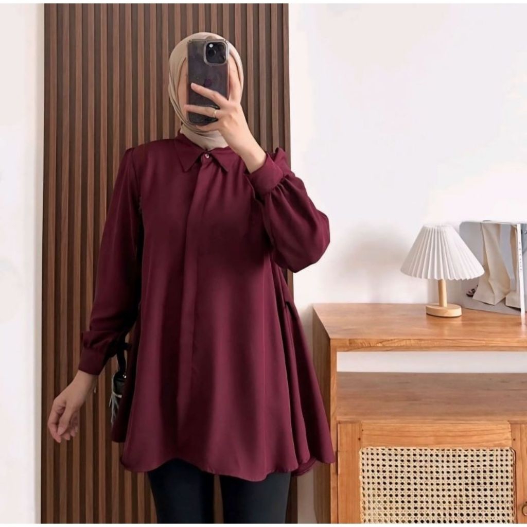 TUNIK RAISYA WANITA KATUN TOYOBO REMAJA FULL KANCING