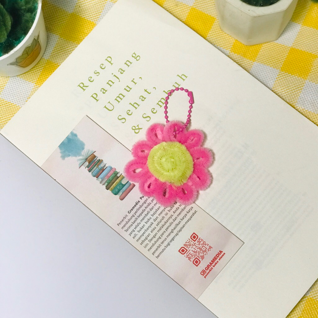 Keychain bunga matahari " pink kuning"/ gantungan tas/ aksesoris tas/ gantungan kunci
