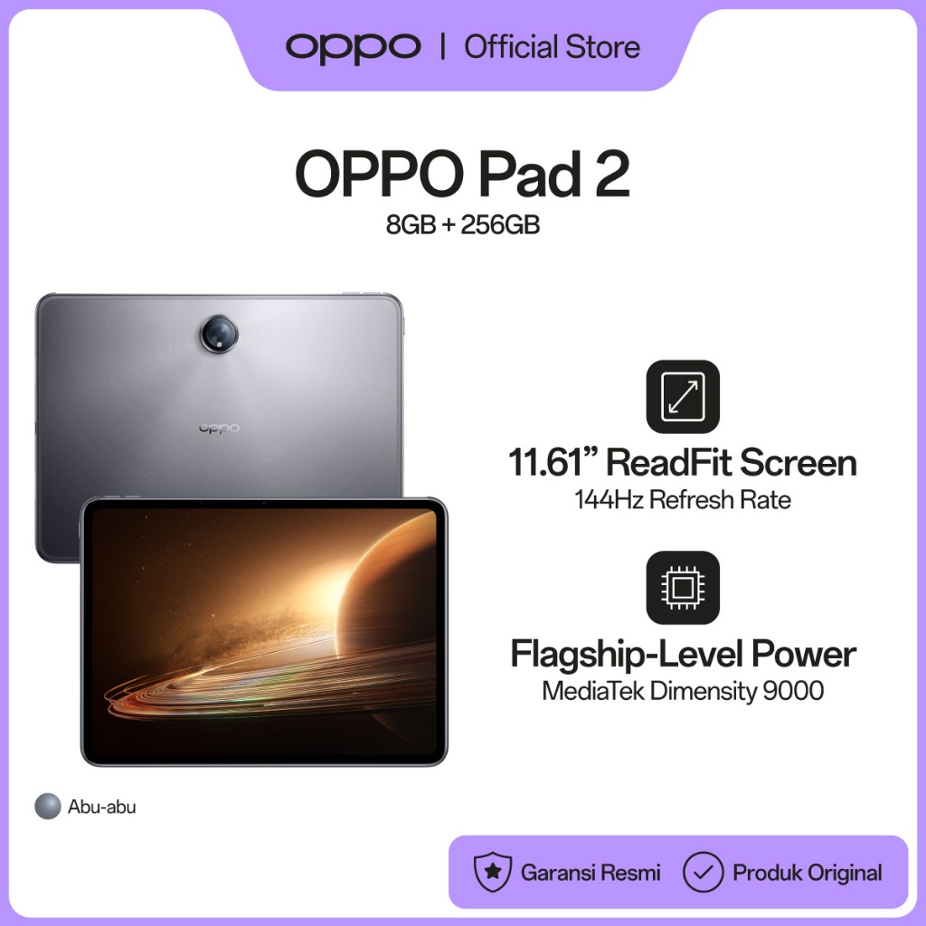 OPPO Pad 2 8GB/256GB [67W SUPERVOOC 9510mAh, 11.61 inch ReadFit Screem, 144Hz Refresh Rate, Dolby At