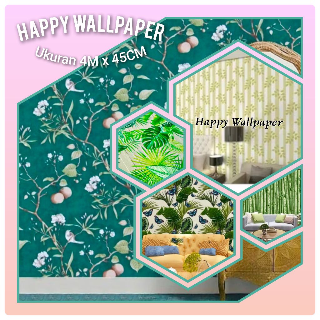 Wallpaper Motif Daun Kupu Hijau Wallpaper Dinding Ruang Tamu Estetik Wallpaper Kamar Tidur Minimalis