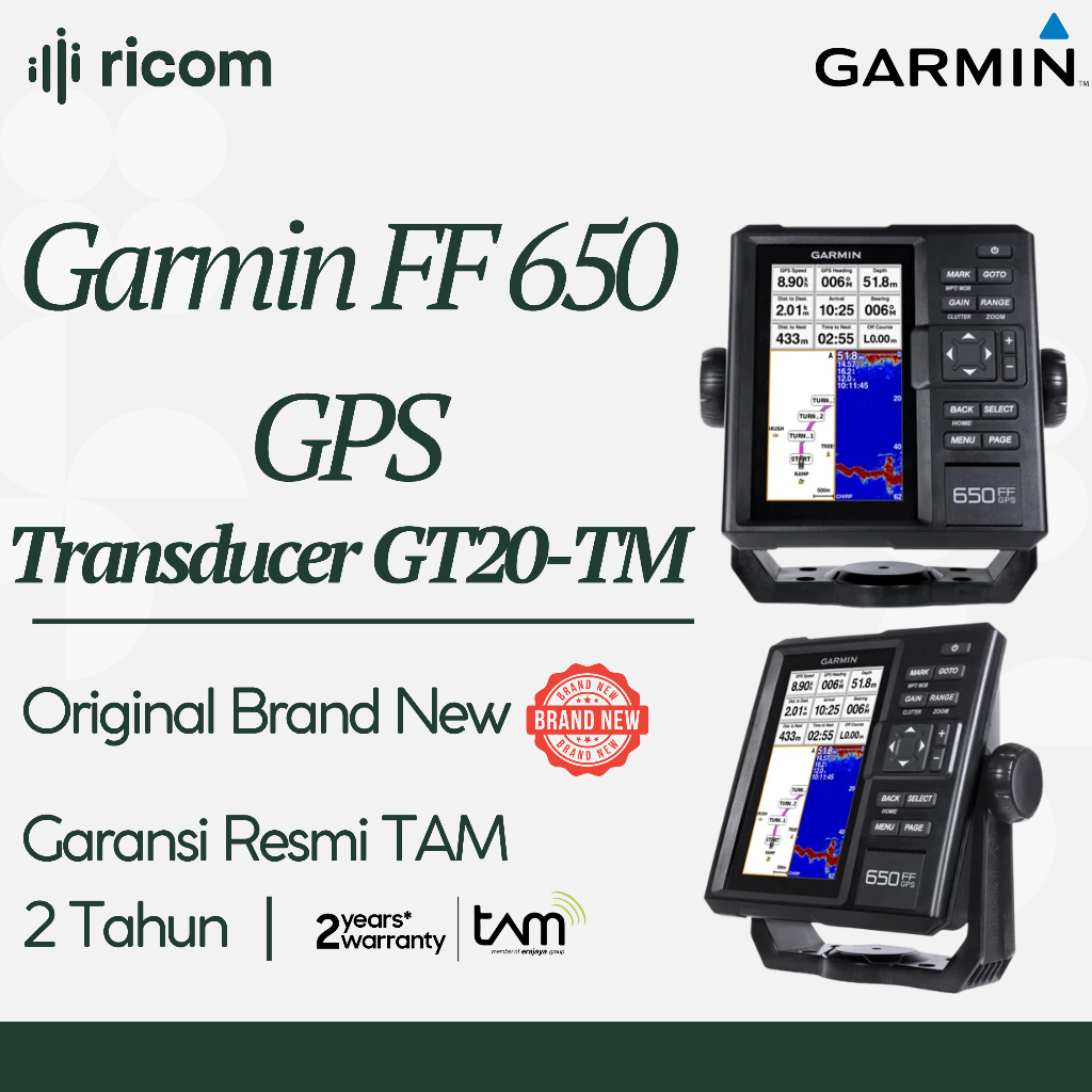 Garmin FF 650 GPS + Transducer GT20-TM – Garmin Fishfinder 650 Original Garansi Resmi TAM 2 Tahun