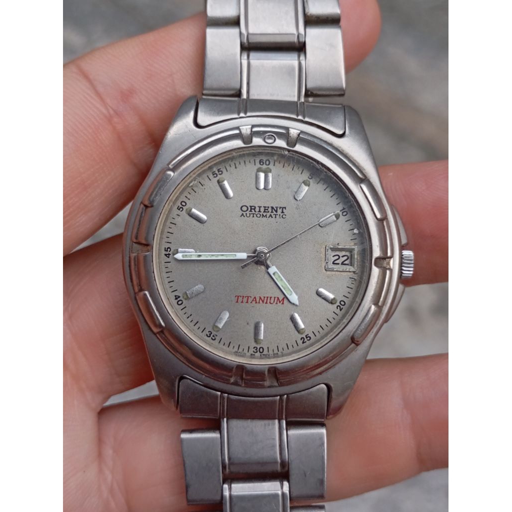 jam tangan orient automatic titanium second preloved original