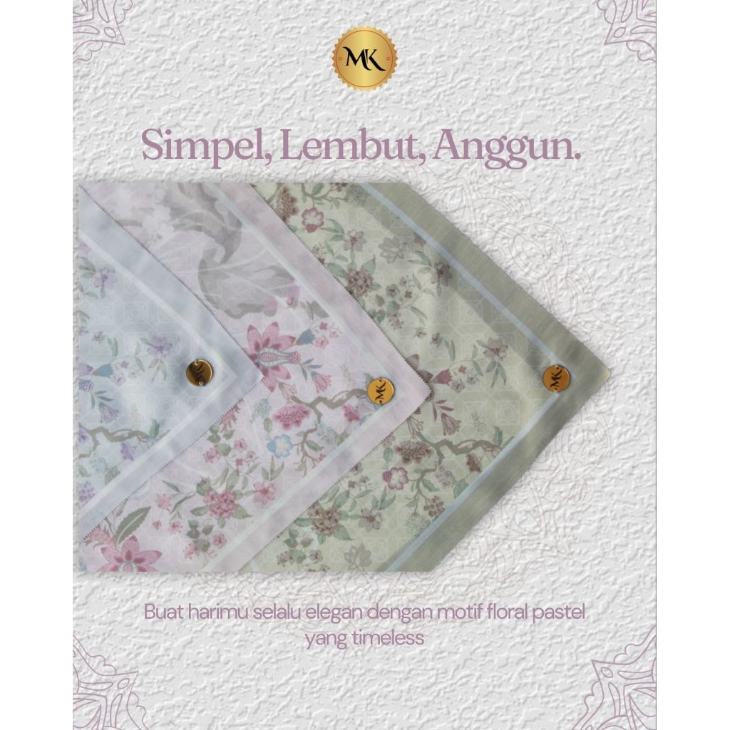 segi Empat hijab motif garden pastel