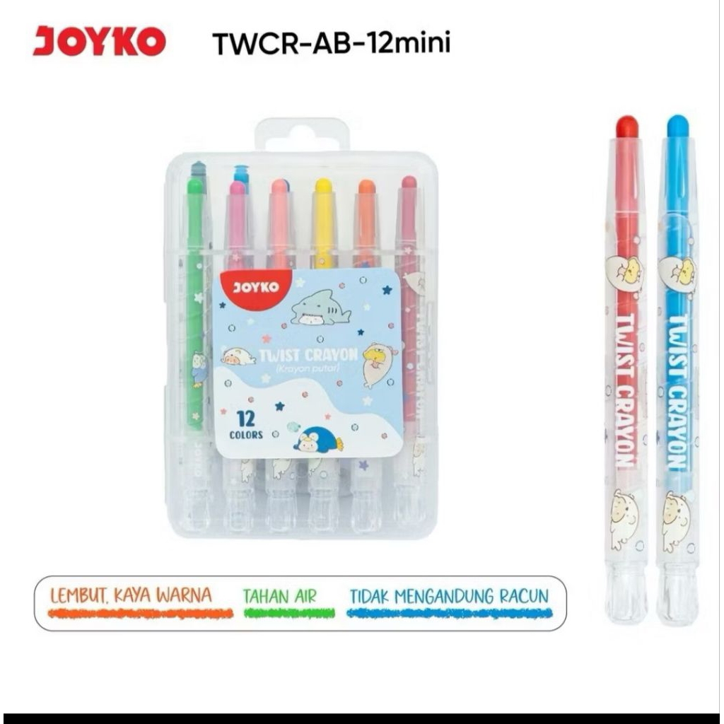 

#Karensmart Crayon Twist Joyko TWCR-AB Mini / Krayon Putar Kecil Isi 12pcs
