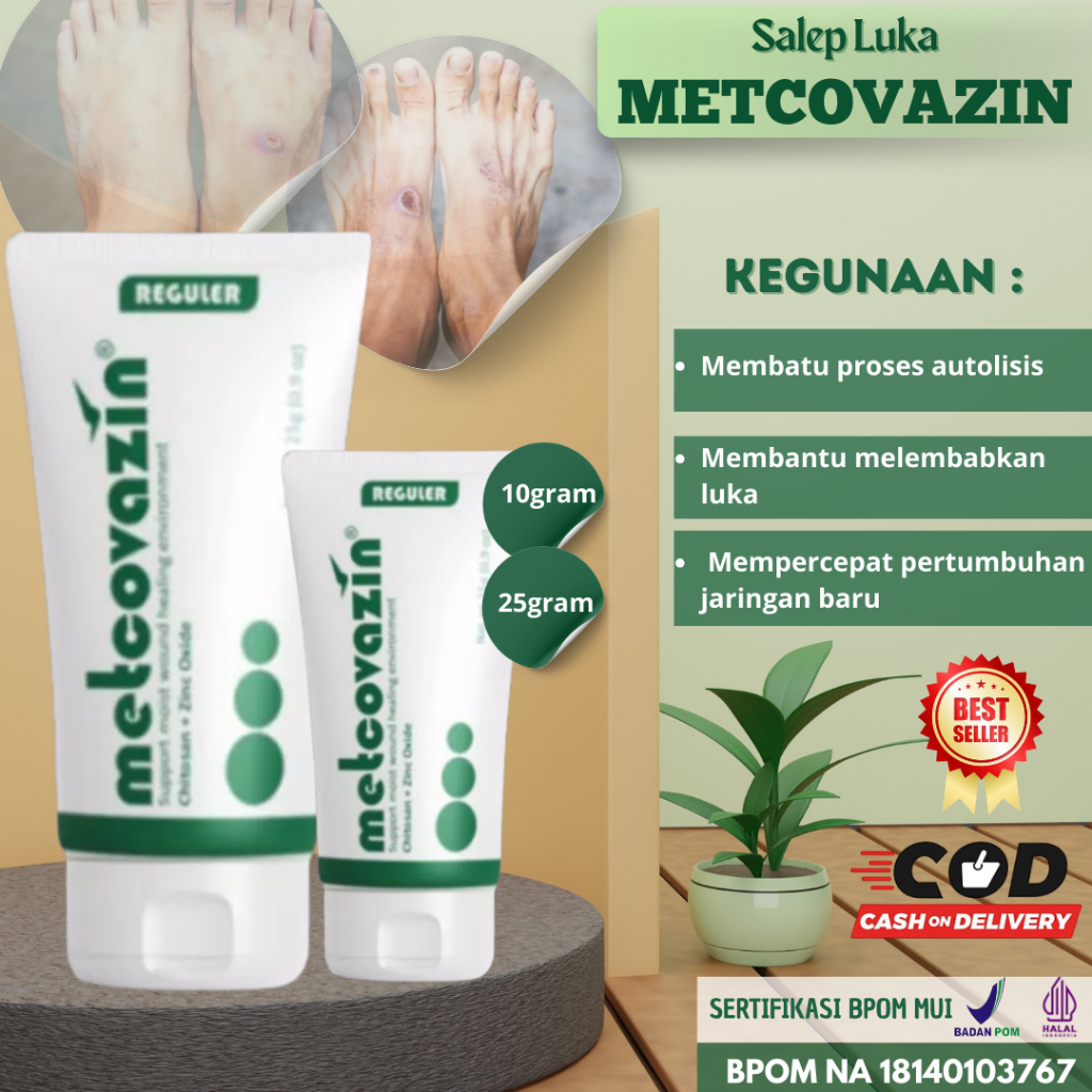 Metcovazin Regular Original – Salep Luka Diabetes, Obat Luka Bakar, Luka Jahitan, Luka Koreng
