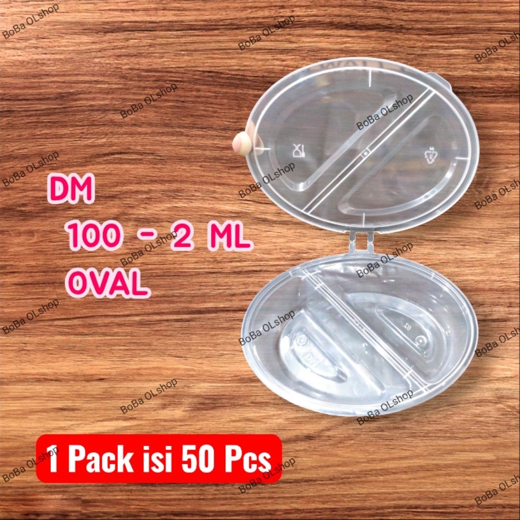 DM Thinwall DM Sause 100 ML - 2 Sekat Oval isi 50 Pcs Cocok Bentuk Oval dengan Sekat