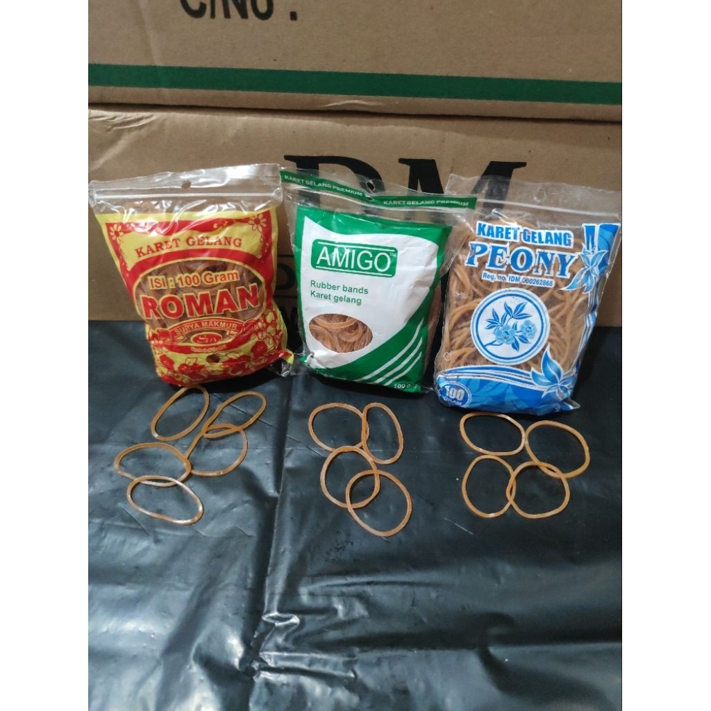 Grosir Karet gelang kuning Peony , karet gelang Amigo , karet gelang Roman isi 100 Gram