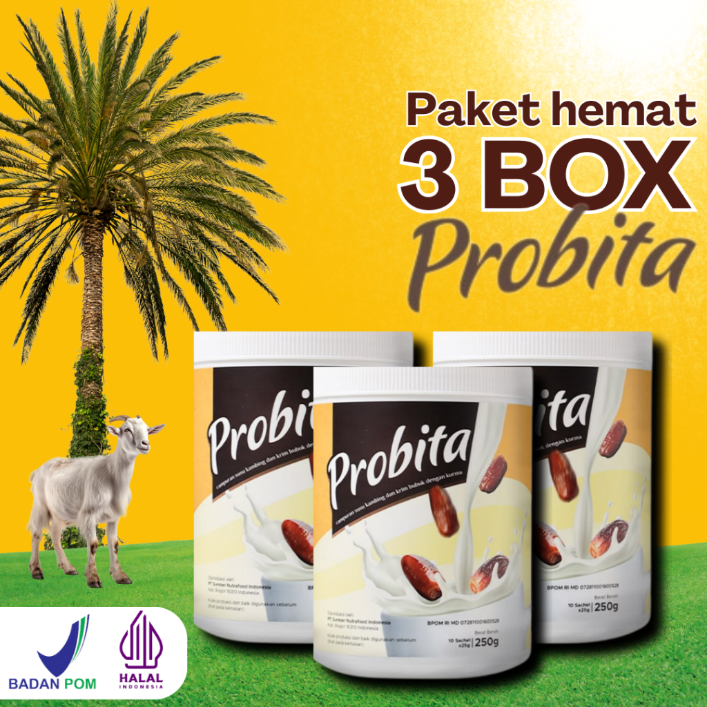 

3 Box Probita Susu Kurma Ajwa - Peninggi Badan Anak & Remaja Rendah Gula BPOM & Halal