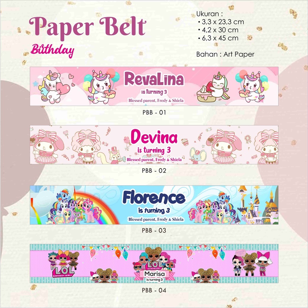 [18 pcs] Paper Belt Birthday / Ulang tahun / Ultah / Bday Label box melingkar / Paperbelt