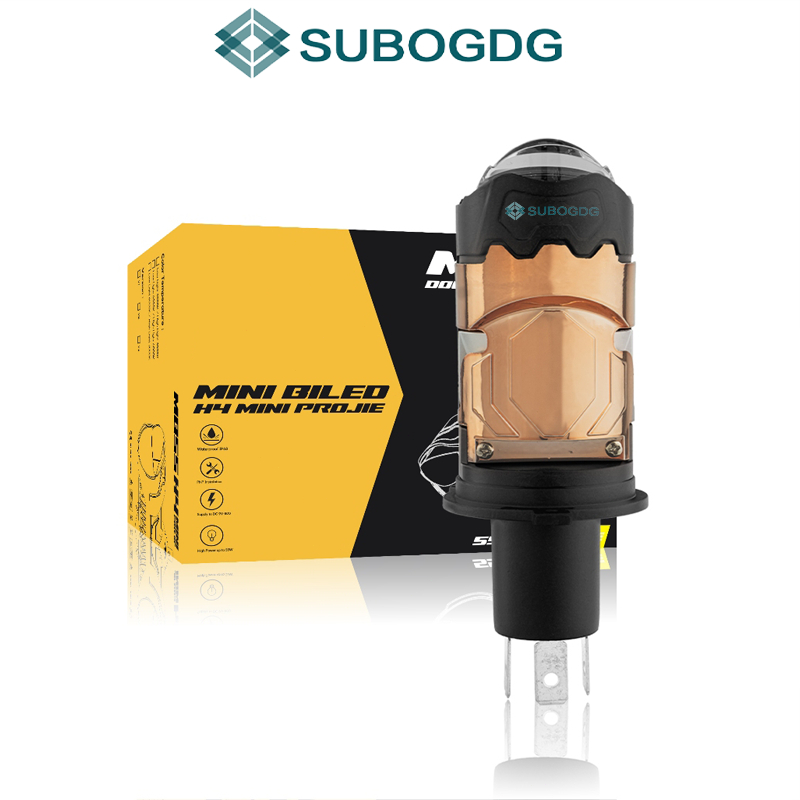SUBOGDG Lampu H4 Mini  MB55 Flat Cut Off dengan Double-Lens Laser dan Kipas Pendingin DC9-60V/50W