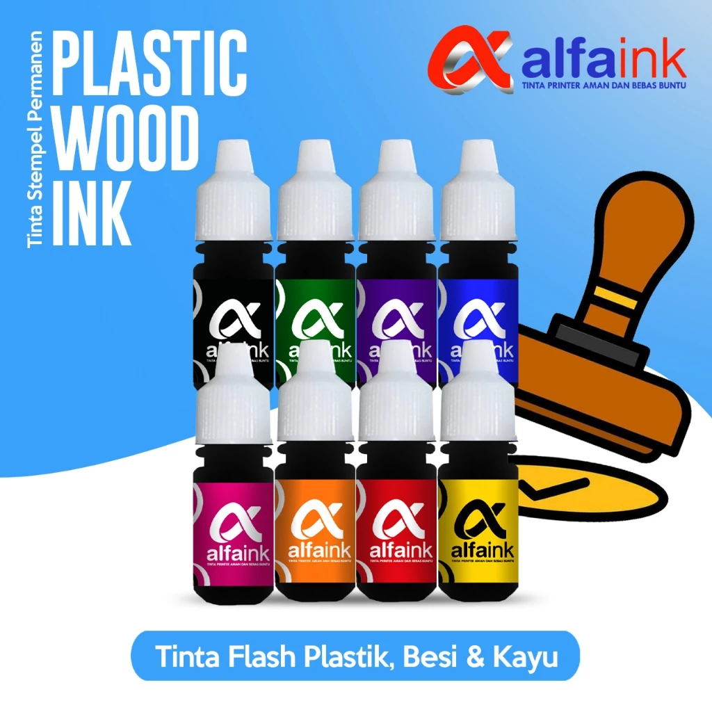 

TINTA PERMANENT UNTUK STEMPEL FLASH | MEDIA PLASTIK KAYU BESI | STEMPEL 5 ML | ORIGINAL 100% | ALFAINK support TRODAT