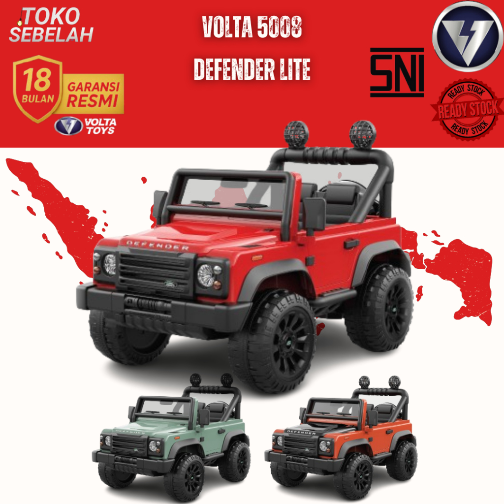 Land Rover Defender - Lite Volta Toys by SHP (Volta 5008) Mainan Mobil Aki Anak 12V Lisensi Resmi La