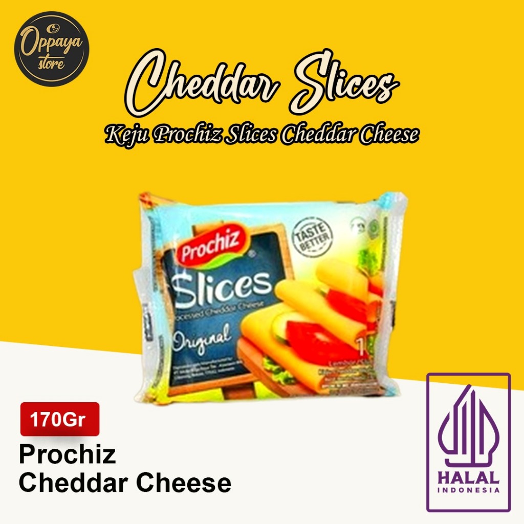 

Keju Prochiz Slices Cheddar Cheese Isi10'S 170 Gram