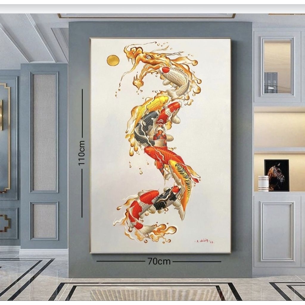 lukisan ikan koi naga