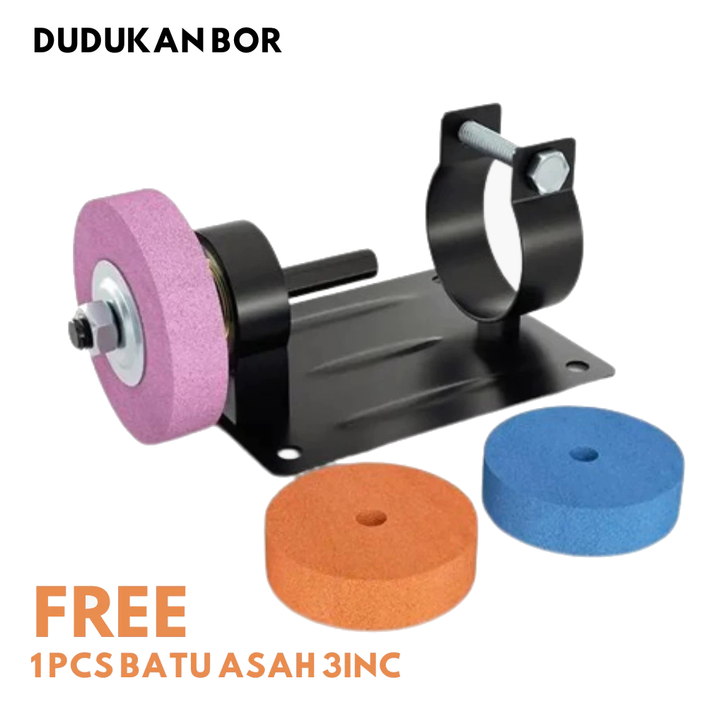 Dudukan bor tangan jadi gerinda stand holder bor portable FREE Batu Asah Gerinda 3 Inch