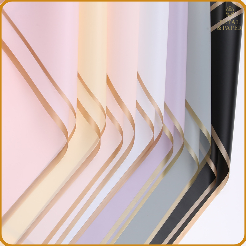 

Kertas Buket Bunga List Gold Line Emas Flower Wrapping Cellophane Paper Florist KB10