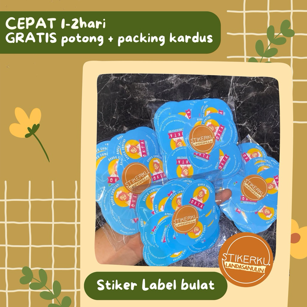

Cetak stiker label kemasan bulat glossy