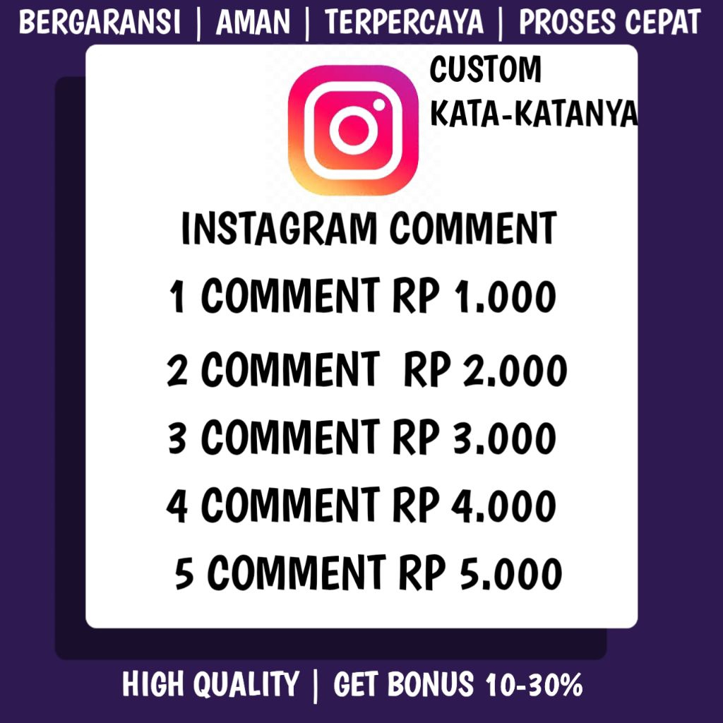 Instagram Comment Custom Termurah Real Aktif Permanen No Drop Bonus++