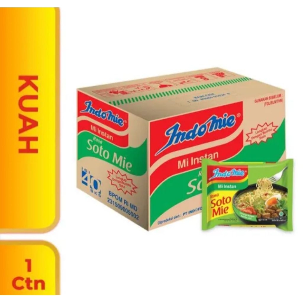 

Indomie Soto Mie Instan 70 gram [ 1 Dus Isi 40 Pcs ]