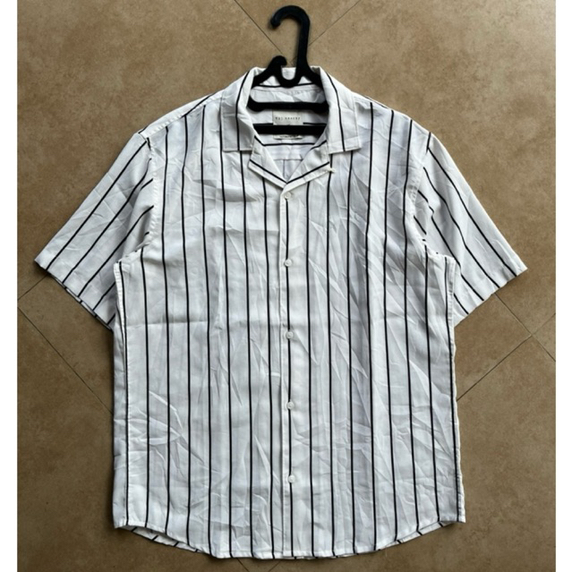 KEMEJA STRIPE OPEN COLLAR TBJ NEARBY WHITE SECOND