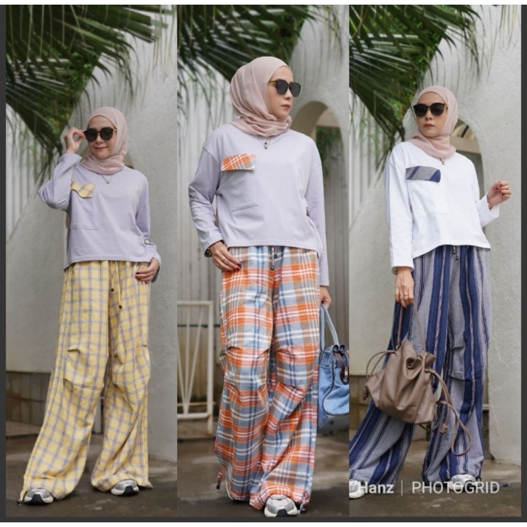 Set Celana Wanita Cargo Flanel By GYL AUTHENTIC