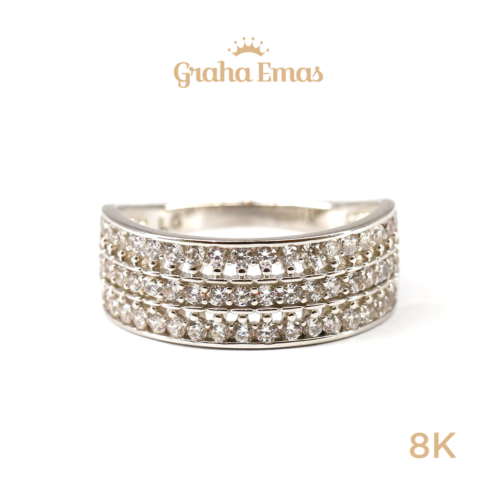 Graha Emas Cincin Emas Putih Bentuk Listring 8K - White Gold Listring Model Ring 8 Carat M938
