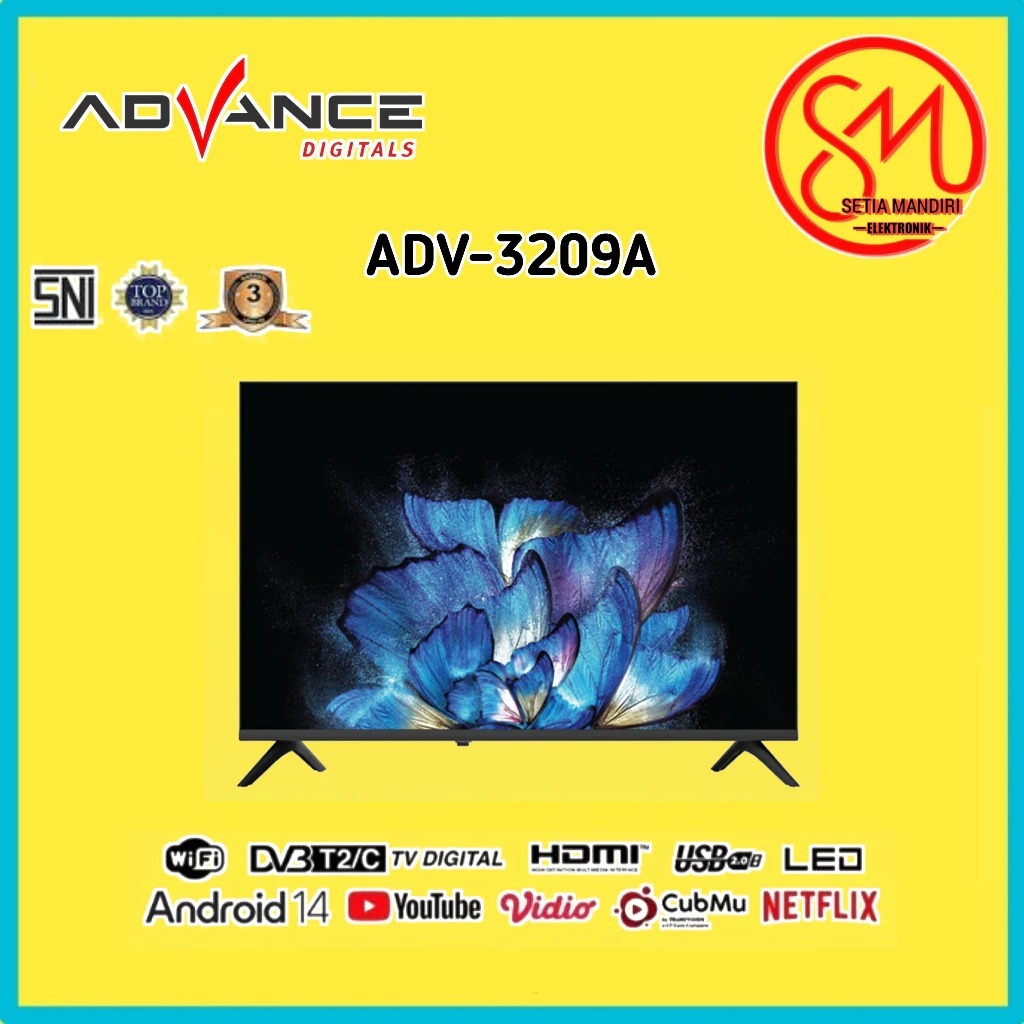 FLASH SALE ADVANCE Smart Android TV LED 32 Inch ADV 3203A / 3209A Televisi Digital DVB-T2 WiFi