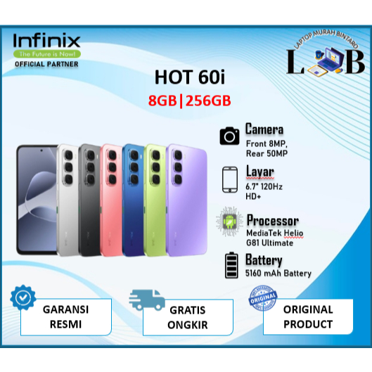 Infinix Hot 60i 8/256 GB 8GB 256GB HP NFC Smartphone Android Garansi Resmi Infinix