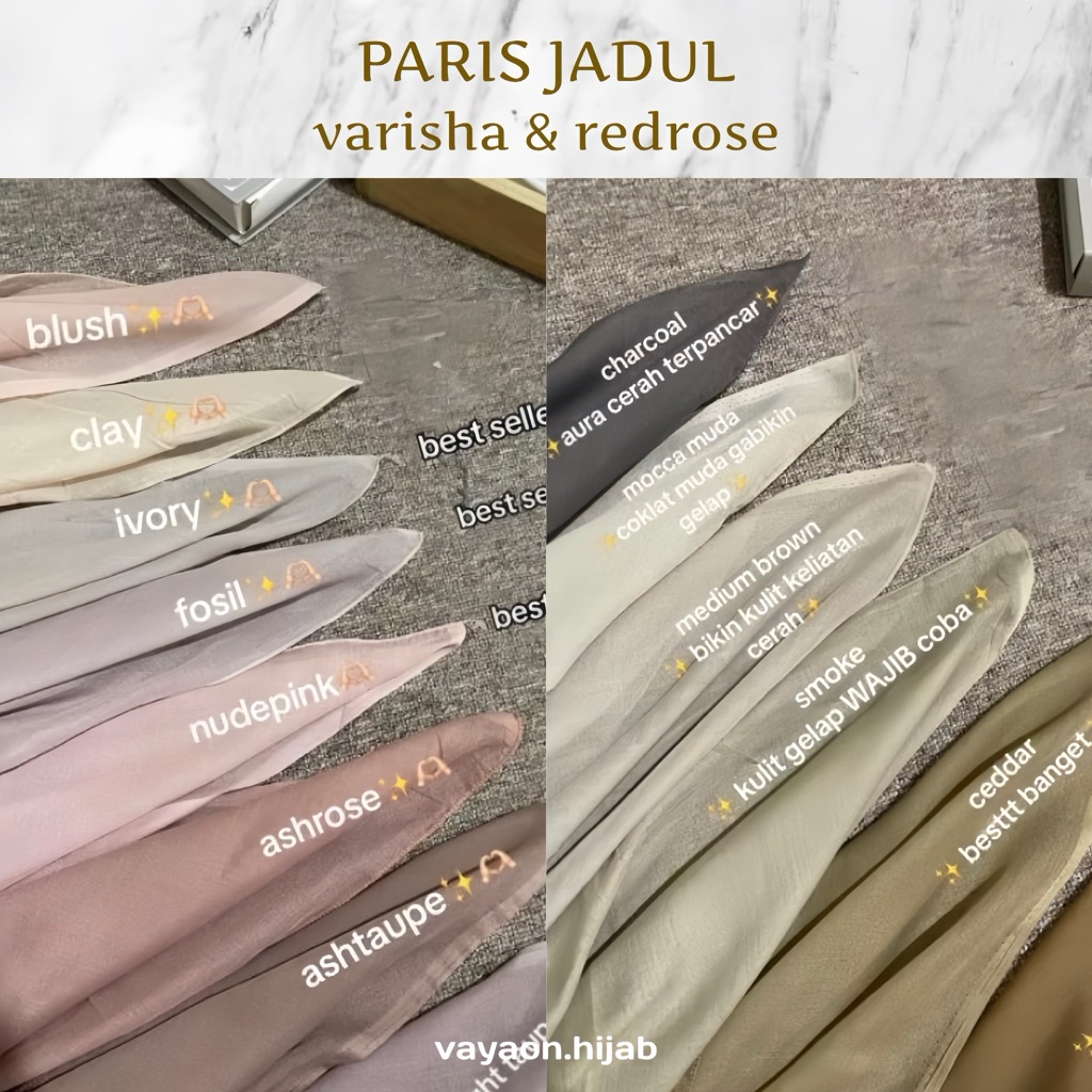 Hijab Segi empat Paris jadul VARISHA ORI BEST SELLER  Adem Anti Letoy