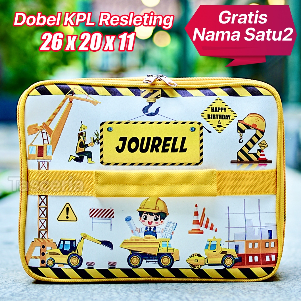 Tas Bekal Anak Sekolah Custom Excavator / Tas Bekal Anak Custom Nama / Tas Ulang Tahun Anak Launch B