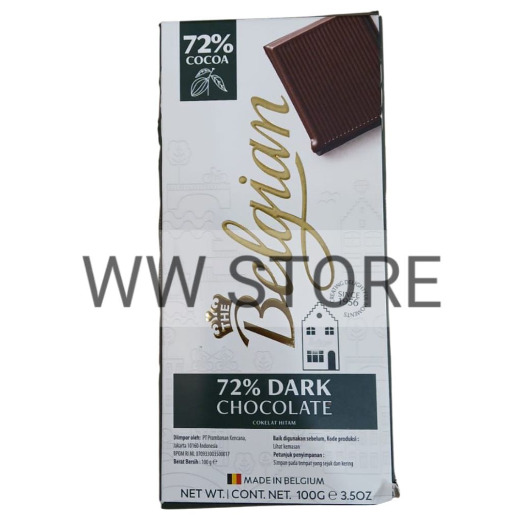 

Cemilan snek makanan ringan coklat cokelat Belgia Belgium The Belgian Chocolate 72% Cocoa Dark Chocolate 100g