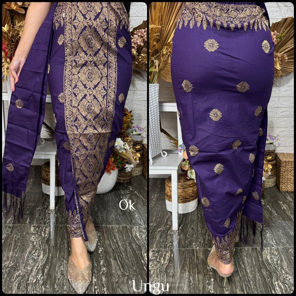 Kamen Jadi Bordir Katun Strait set Selendang cantik rok Bali wanita