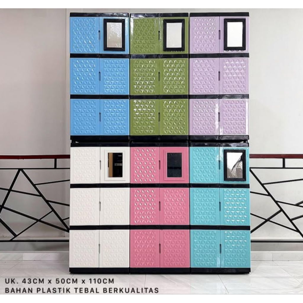 Lemari Fawsline 3 susun plus kaca