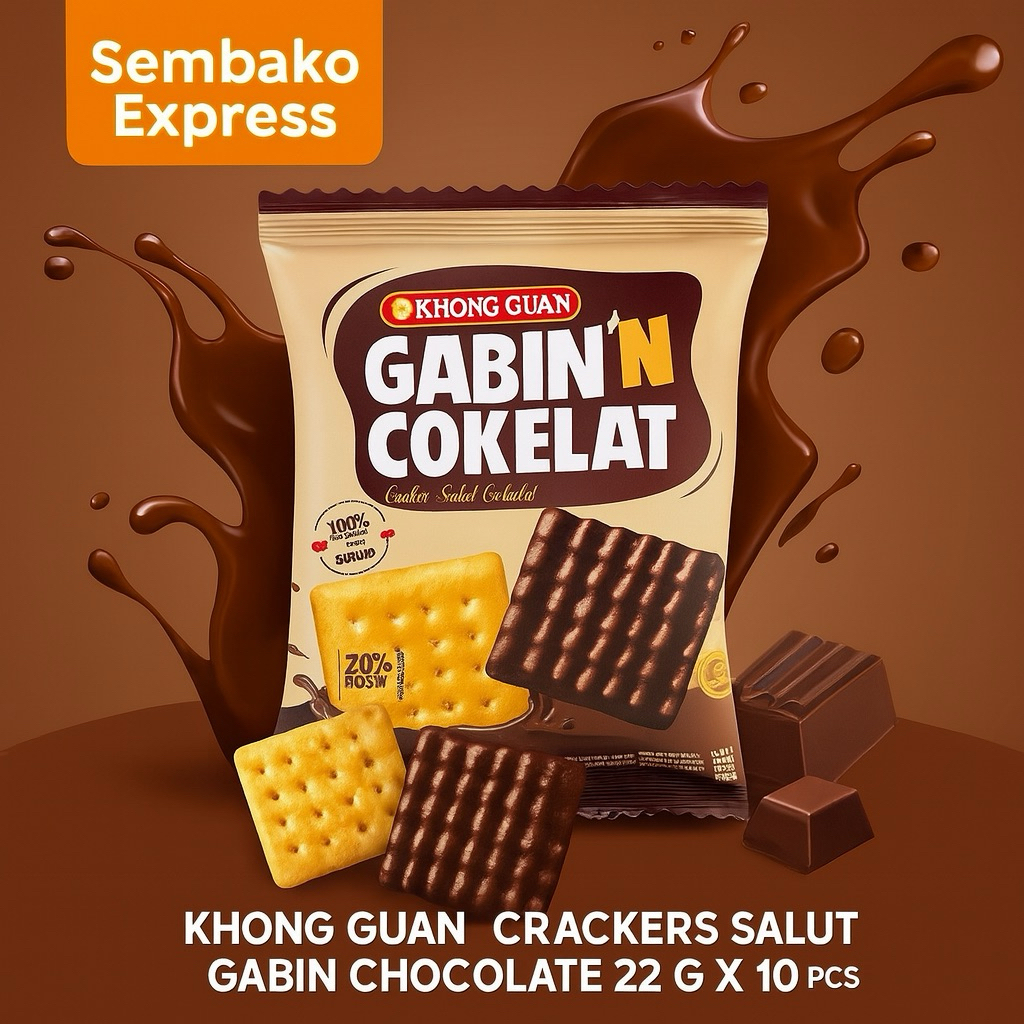 

Khong Guan Gabin Cokelat 22 g x 10 pcs – Biskuit Salut Cokelat Lezat