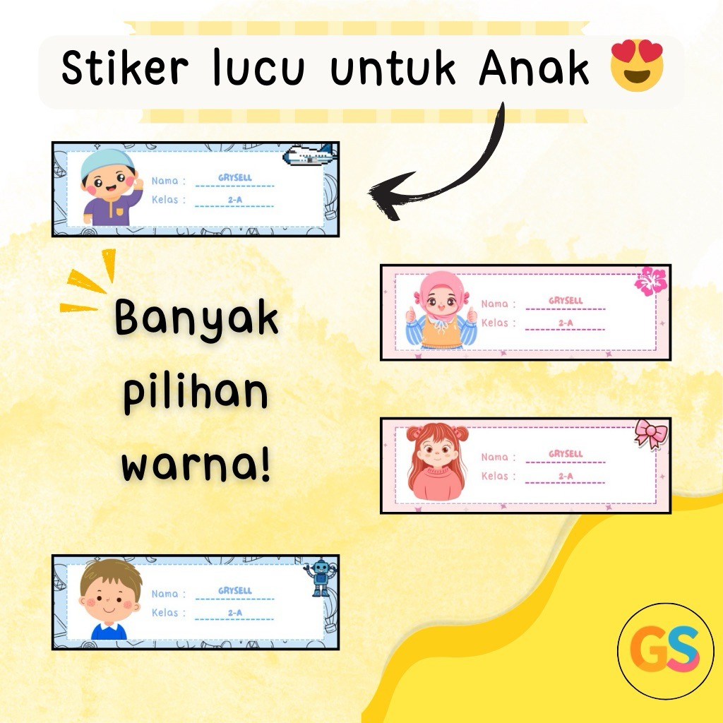 

[GS] Penanda/Stiker/Sticker Nama Lucu Aesthetic Untuk Anak-Anak Perempuan/Laki-Laki