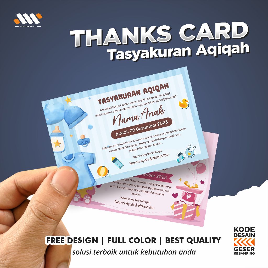 Cetak Kartu Tasyakuran Aqiqah Sticker Stiker Tasyakuran Kelahiran (GRATIS DESAIN)